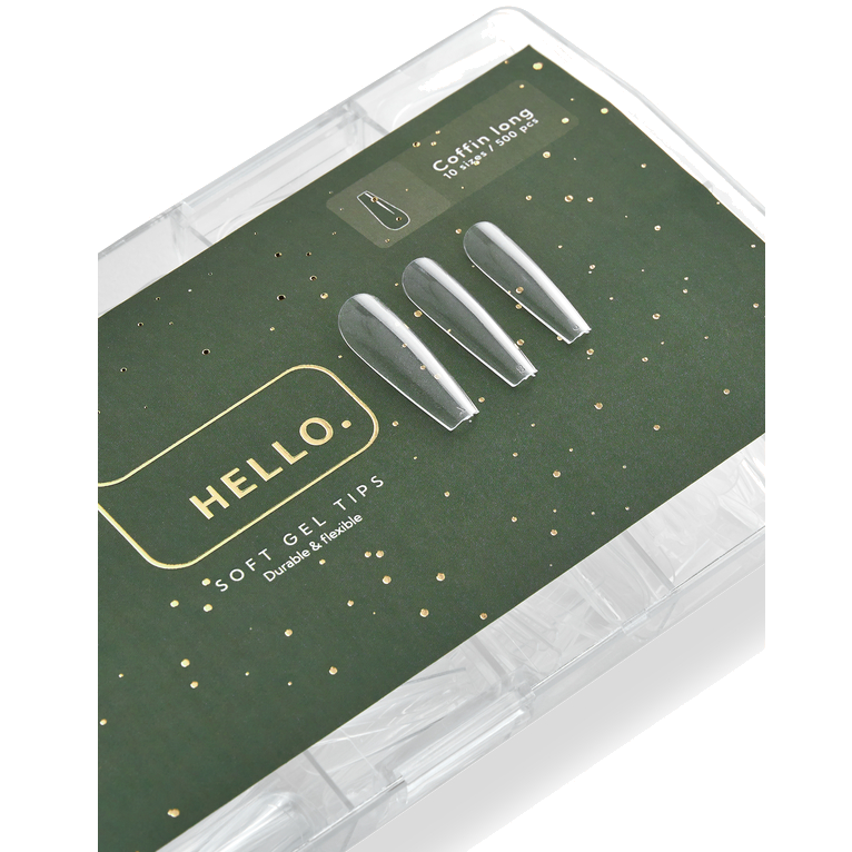 SOFT GEL TIPS COFFIN LONG (500 PCS)  -HELLO™-0
