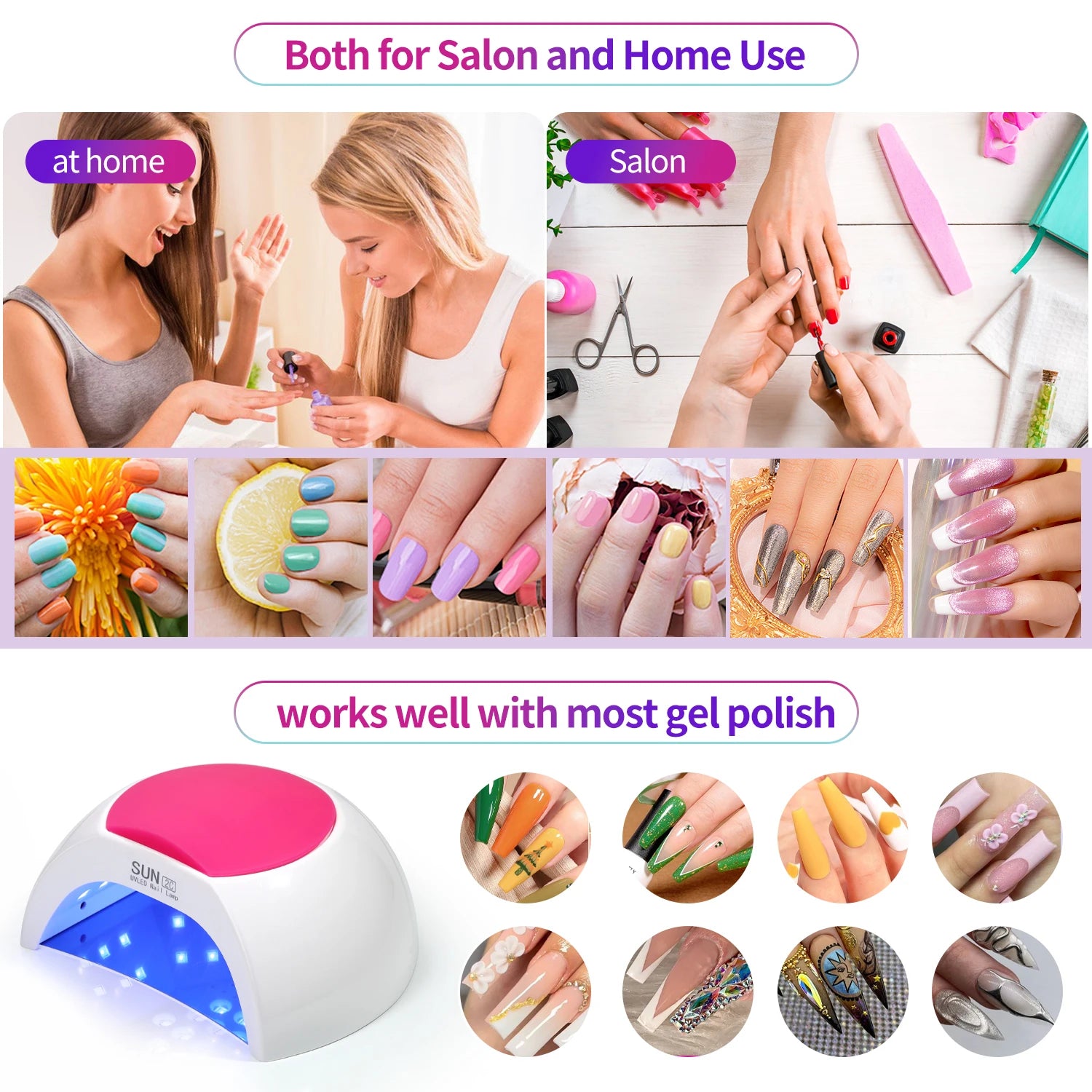 Sun2C Nail Lamp 48W Gel Polish Dryer Pedicure Light Manicure Lamp Nail