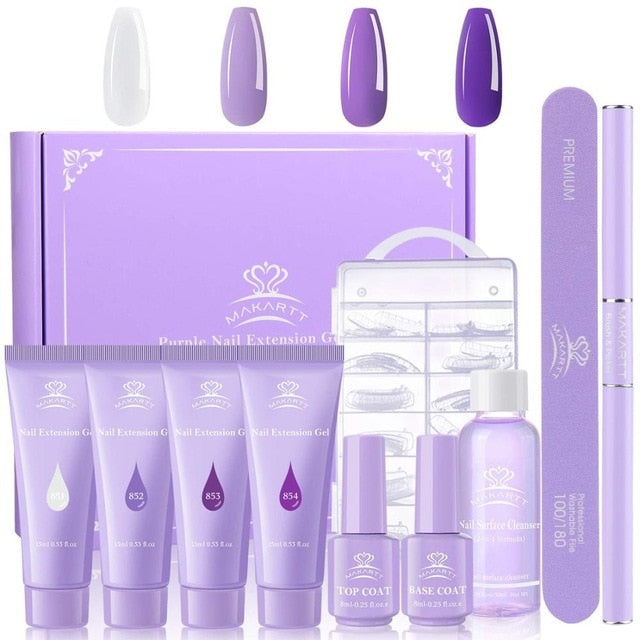 Poly Nail Extension Gel Kit, 15ML Nail Extension Gel Builder Gel with Slip Solution Nail Art Hybrid Sets-9