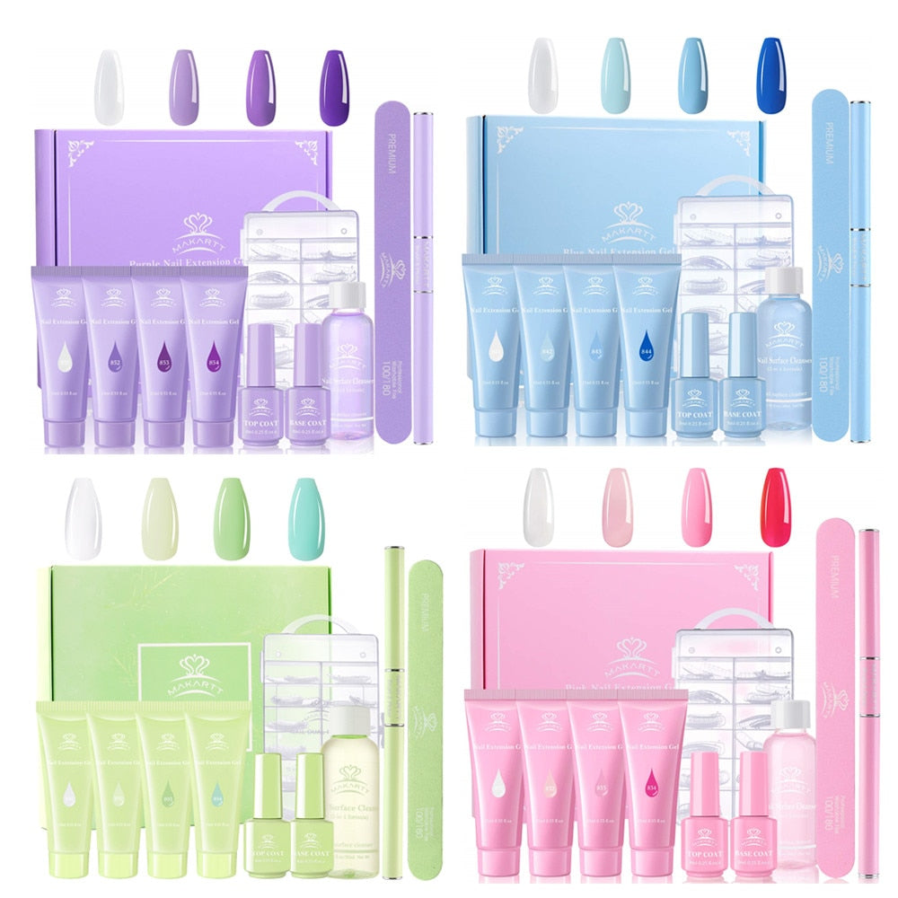 Poly Nail Extension Gel Kit, 15ML Nail Extension Gel Builder Gel with Slip Solution Nail Art Hybrid Sets-0