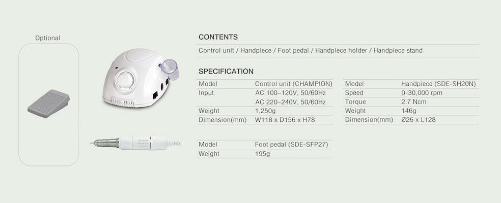 Saeyang Marathon Champion 3 White + SH20N 30k RPM + Pedal-4